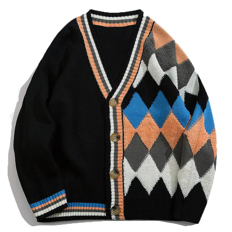 SheHori - Knitted Cardigan Sweater Diamond Flocking streetwear fashion, outfit, versatile fashion shehori.com