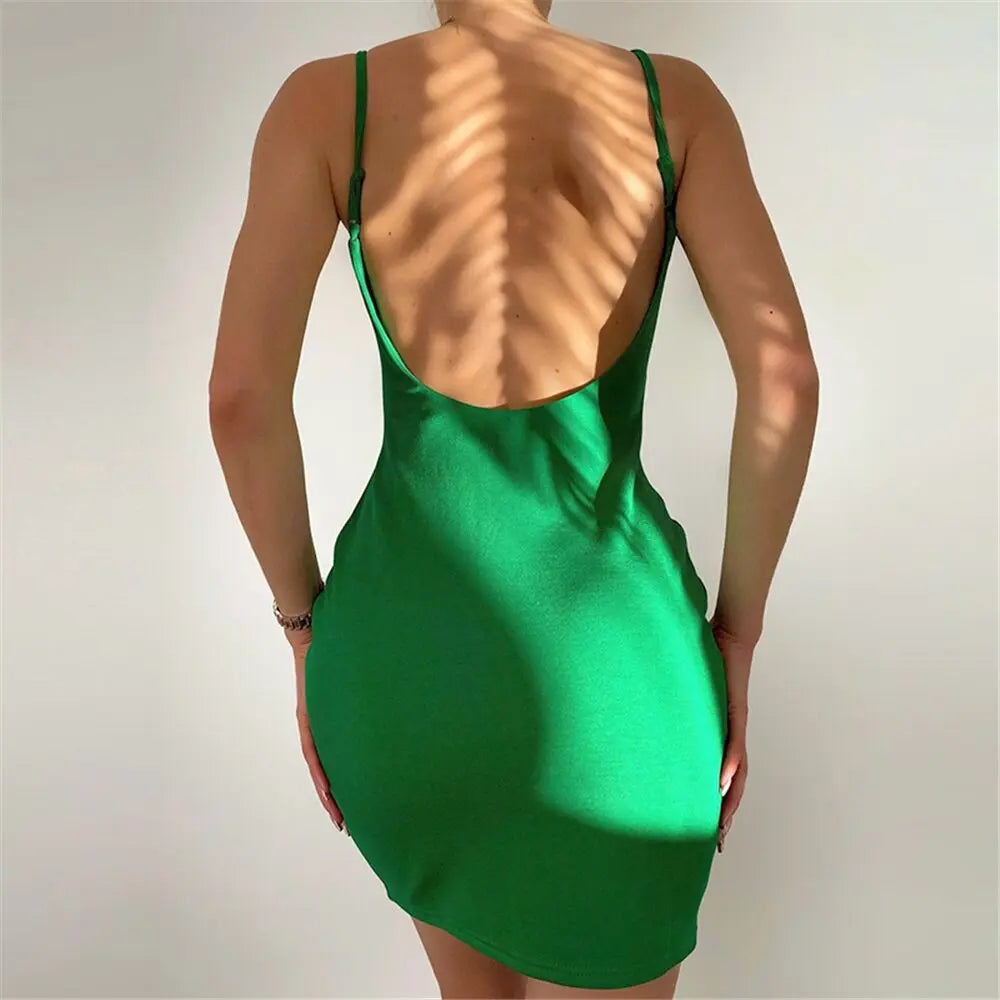 SheHori - Sexy Sleeveless Backless Bodycon Mini Dress