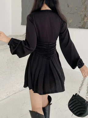 SheHori - Sleeve Robe V Corset Mini Dress