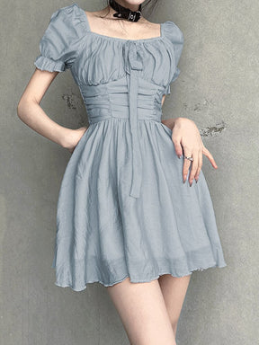 SheHori - Square Neck French Chic Mini Dress SheHori