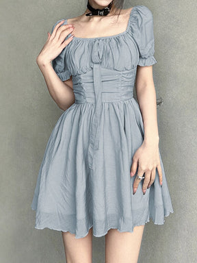 SheHori - Square Neck French Chic Mini Dress SheHori
