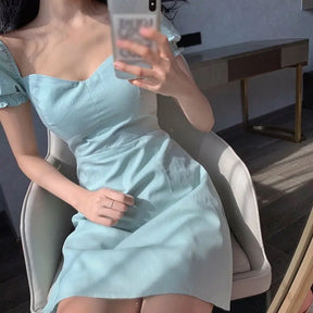 SheHori - Square Slim Bubble Mini Dress