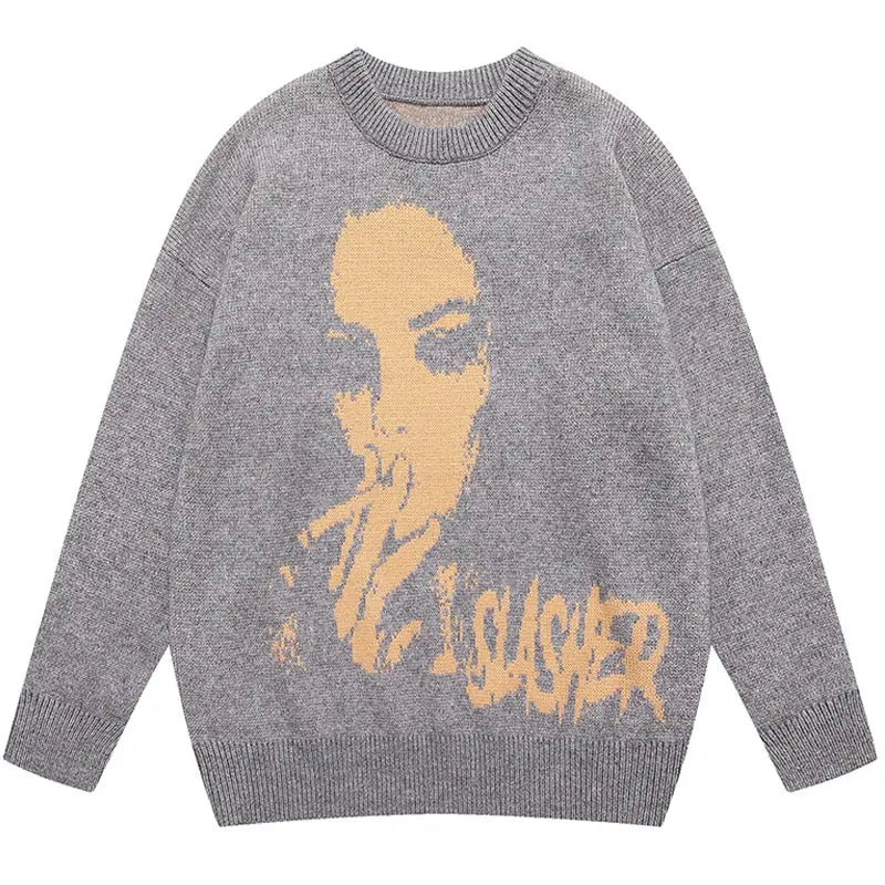 SheHori - Streetwear Knitted Sweatshirt Smokers SheHori