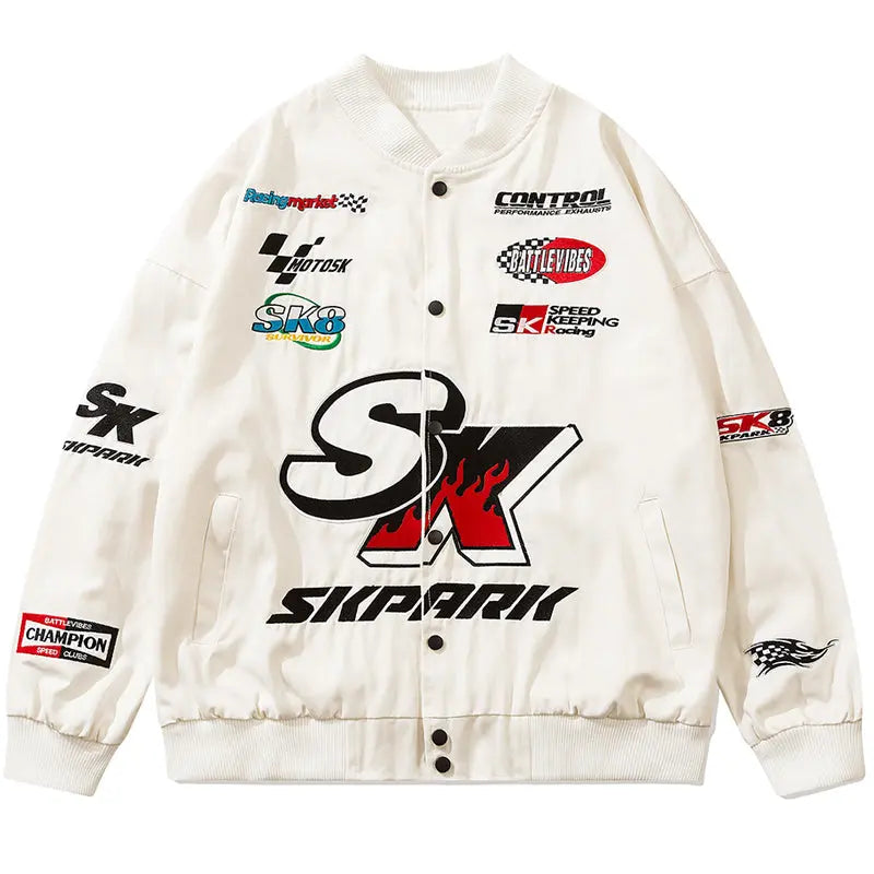 SheHori - Streetwear Racing Baseball Jacket Letter SheHori