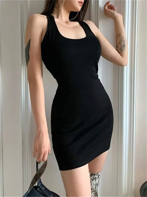 SheHori - Sundress Black Tank Mini Dress