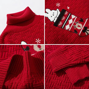 SheHori - Turtleneck Sweatshirt Christmas Sock SheHori