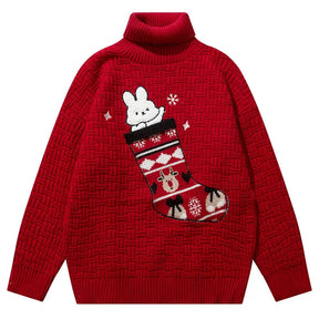 SheHori - Turtleneck Sweatshirt Christmas Sock SheHori