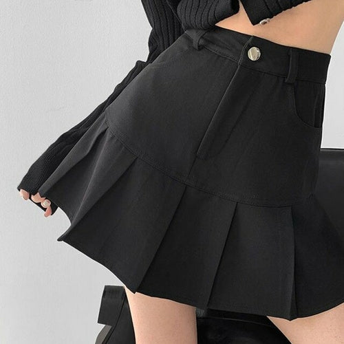 SheHori - Vintage High Waist Pleated Mini Skirt SheHori