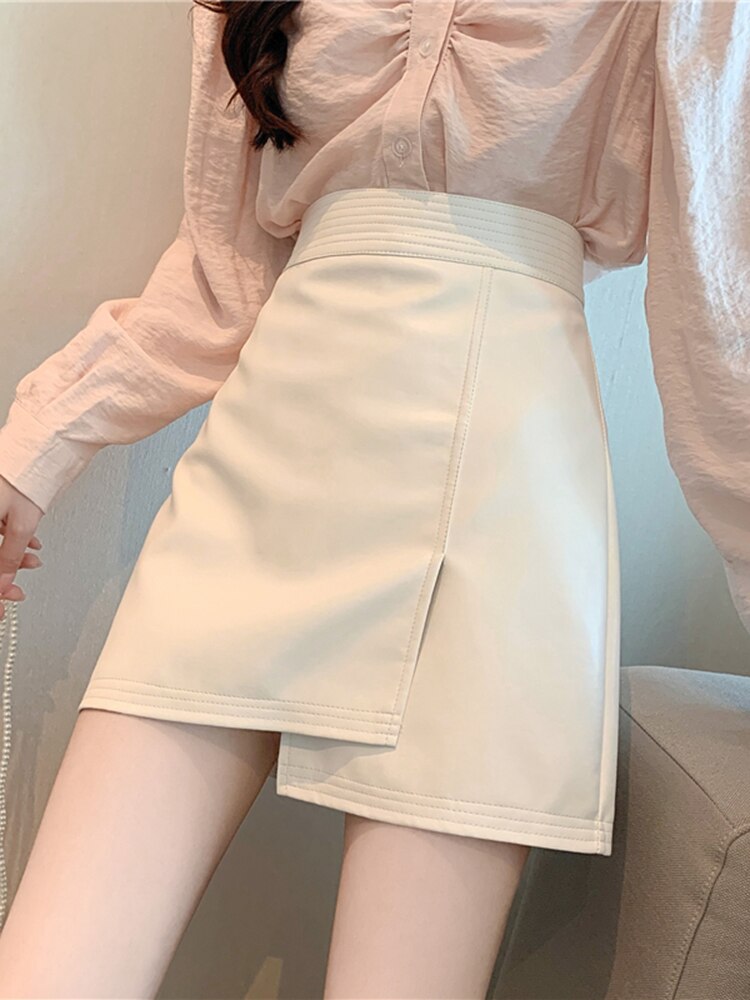 SheHori - Vintage Pu Leather Mini Skirts SheHori