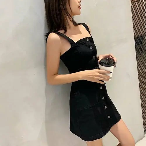 SheHori - Waist Slim Suspender Mini Dress