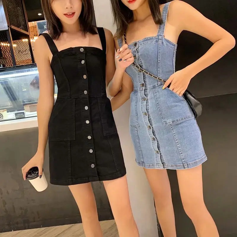 SheHori - Waist Slim Suspender Mini Dress