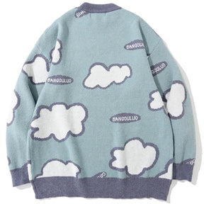SheHori - Warm Knit Sweatshirt White Clouds SheHori