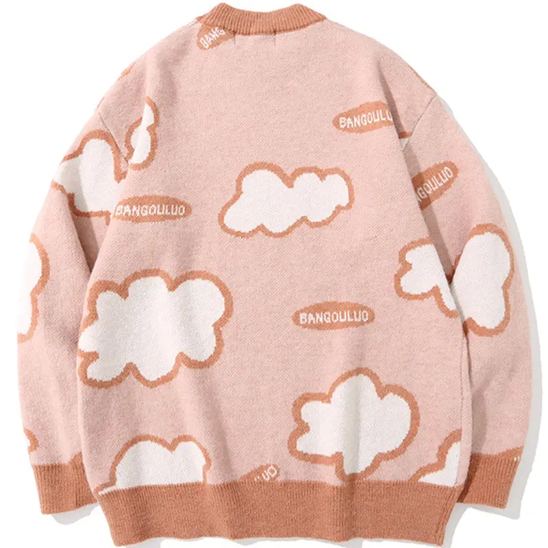 SheHori - Warm Knit Sweatshirt White Clouds SheHori