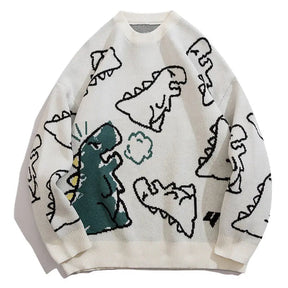 SheHori - Warm Knitted Sweatshirt Full Dinosaur SheHori