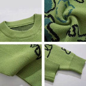 SheHori - Warm Knitted Sweatshirt Full Dinosaur SheHori