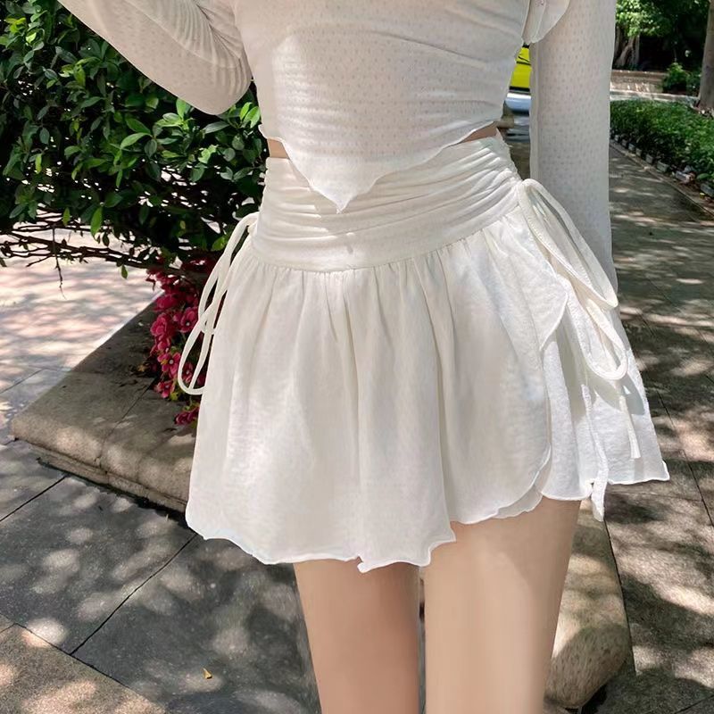 SheHori - White High Waist Mini Skirt SheHori