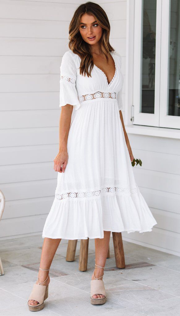 SheHori - White Lace Mini Dress SheHori