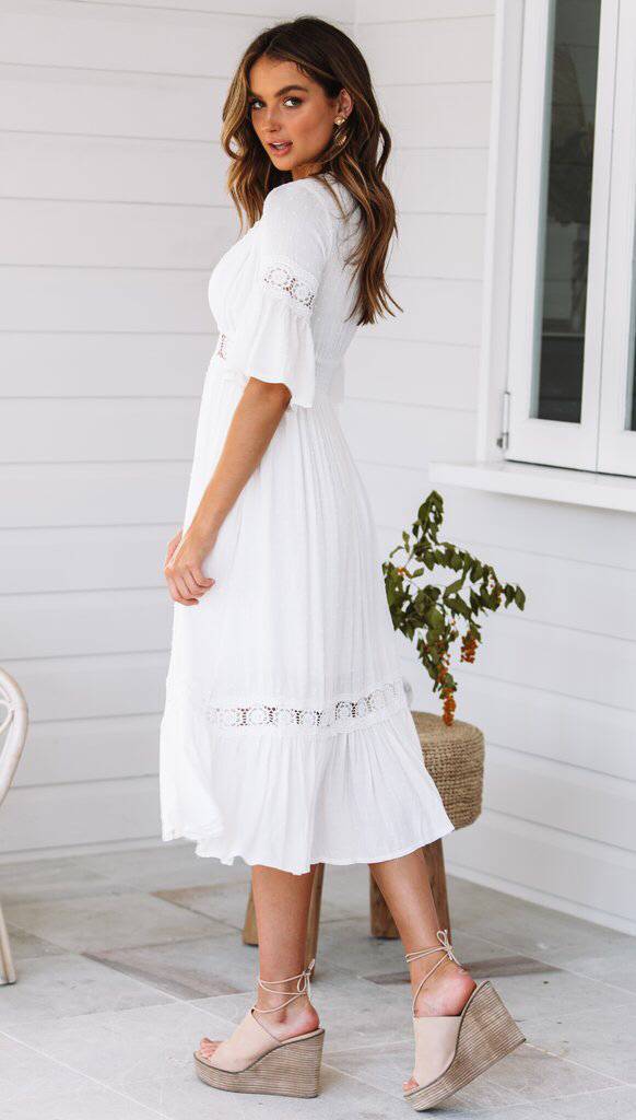 SheHori - White Lace Mini Dress SheHori