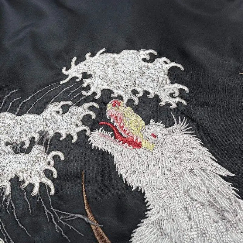 SheHori - Wolf Embroidered Bomber Jacket SheHori