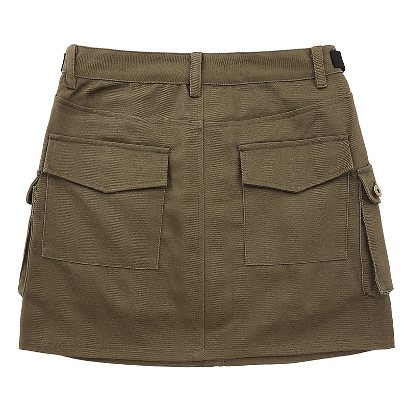 SheHori - Women American Style Cargo Skirts Multi-Pocket SheHori