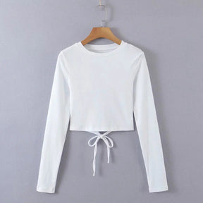 SheHori - Backless Knitted Blouse Shirt Crop Top SheHori