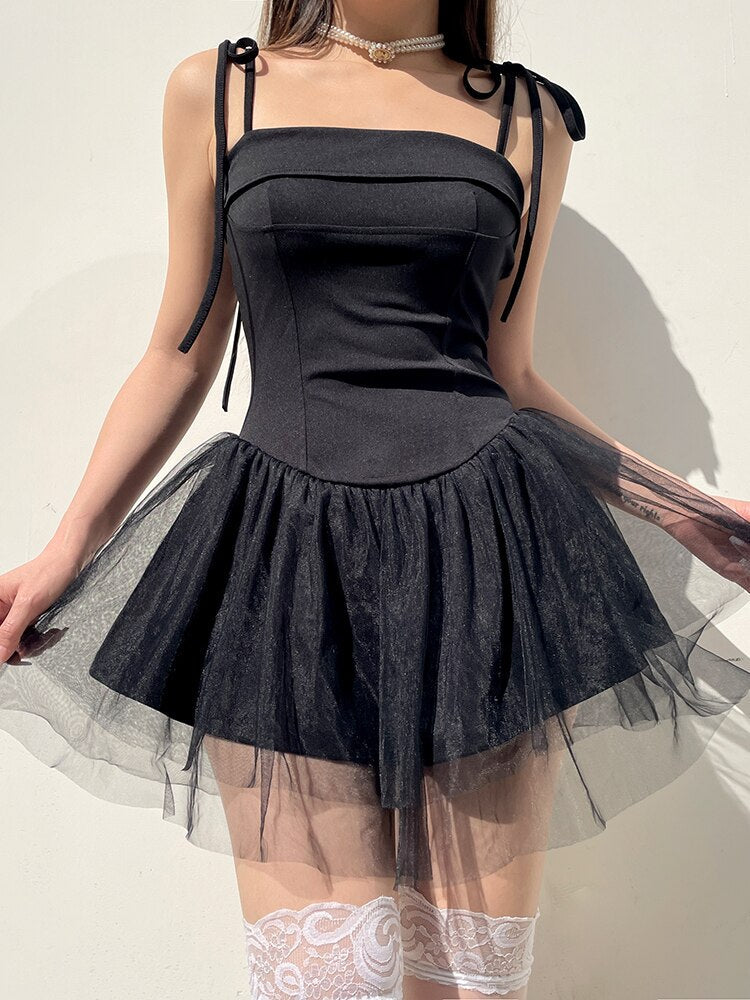 SheHori -  Chic Strappy Balletcore Mini Dress SheHori