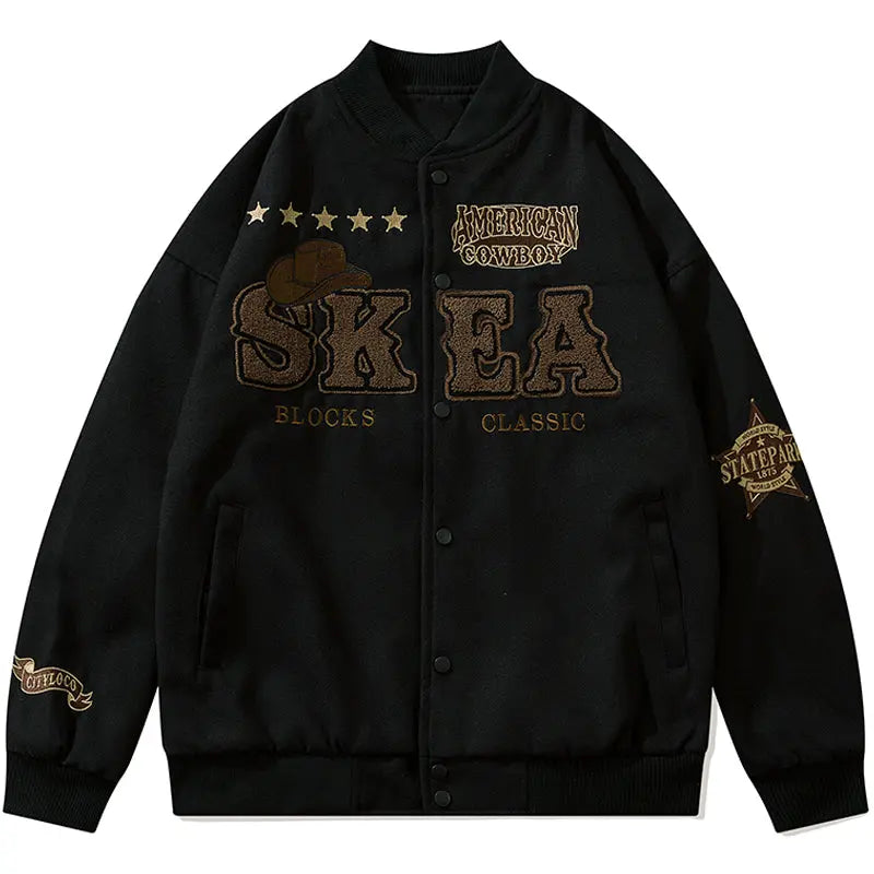 SheHori - Retro Varsity Jacket Flocked SK EA SheHori