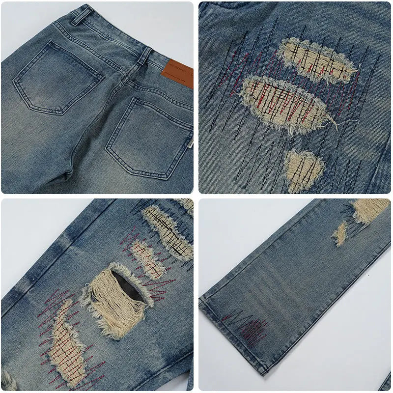 SheHori - Ripped Jeans Suture Hole SheHori