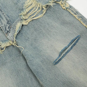 SheHori - Ripped Washed Jeans Layed Patchwork SheHori