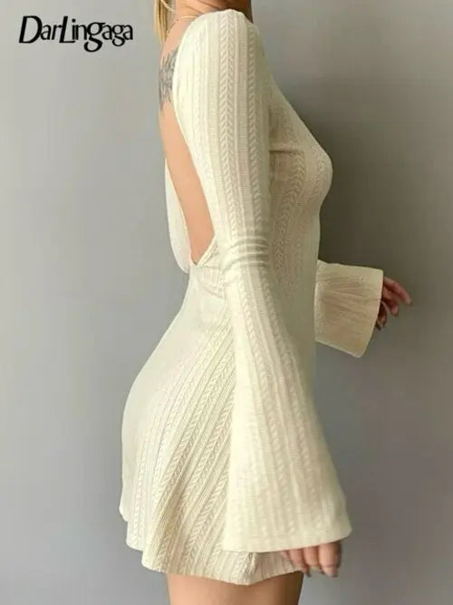 SheHori - Backless Chic Solid Mini Dress streetwear fashion, outfit, versatile fashion shehori.com