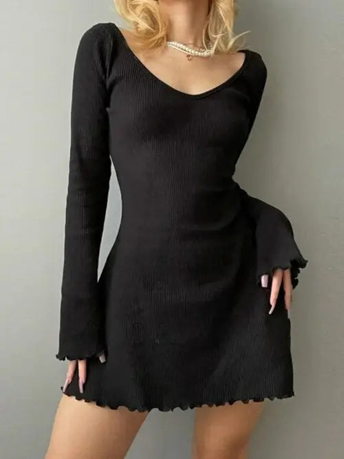 SheHori - Backless Chic Solid Mini Dress streetwear fashion, outfit, versatile fashion shehori.com