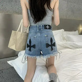 SheHori - Bandage Tassel Trend Mini Jeans streetwear fashion, outfit, versatile fashion shehori.com