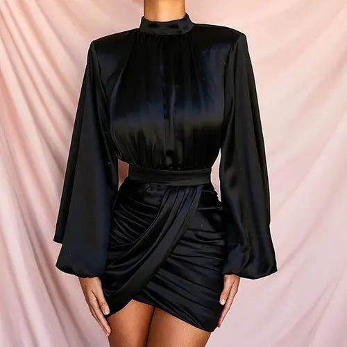 SheHori - Black Bubble Long Sleeve Mini Dress streetwear fashion, outfit, versatile fashion shehori.com