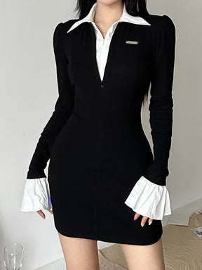 SheHori - Black Flare Sleeves Mini Dress streetwear fashion, outfit, versatile fashion shehori.com