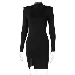 SheHori - Black Shoulder Pads Mini Dress streetwear fashion, outfit, versatile fashion shehori.com