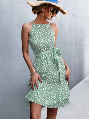 SheHori - Boho Floral Print Belt Mini Dress streetwear fashion, outfit, versatile fashion shehori.com