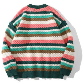 SheHori - Cable Knit Crewneck Sweatshirt Patchwork Color streetwear fashion, outfit, versatile fashion shehori.com