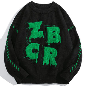 SheHori - Cable Knit Sweatshirt “ZBCR” streetwear fashion, outfit, versatile fashion shehori.com