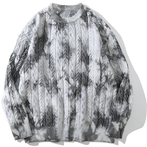 SheHori - Cable Knitted Sweatshirt Tie Dye streetwear fashion, outfit, versatile fashion shehori.com