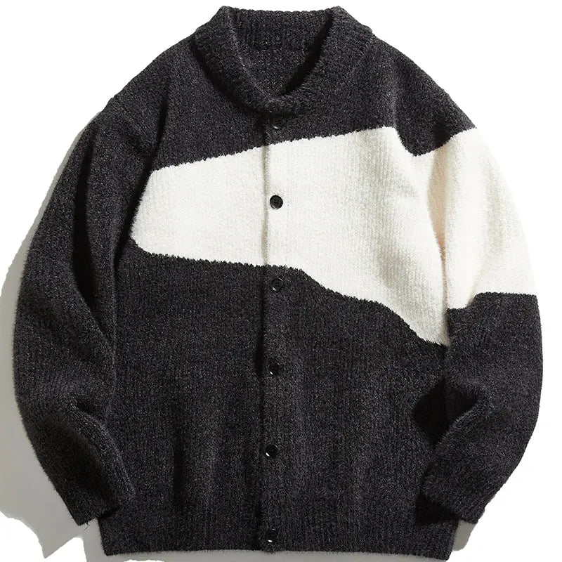 SheHori - Cardigan Sweater Color Block streetwear fashion, outfit, versatile fashion shehori.com