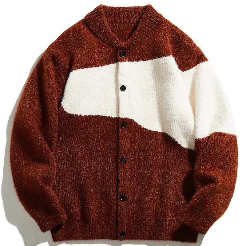 SheHori - Cardigan Sweater Color Block streetwear fashion, outfit, versatile fashion shehori.com