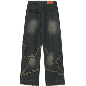 SheHori - Cargo Jeans Frayed Star streetwear fashion, outfit, versatile fashion shehori.com