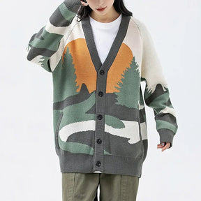 SheHori - Casual Cardigan Sweater Sunset streetwear fashion, outfit, versatile fashion shehori.com