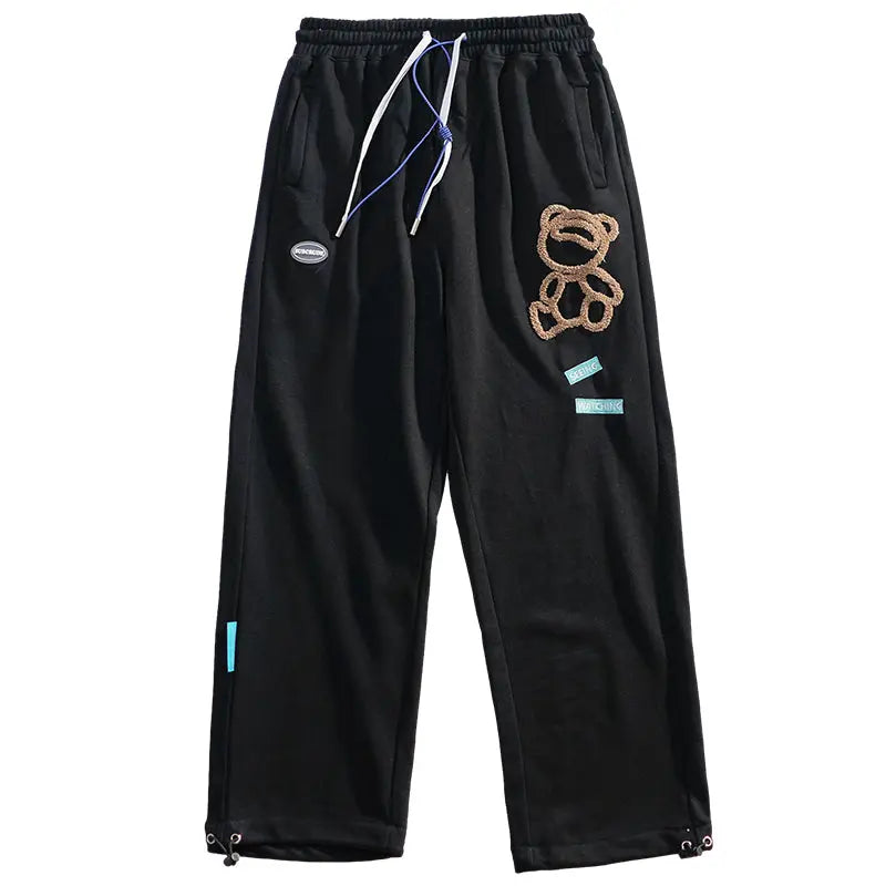 SheHori - Casual Jogger Pants Flocked Bear streetwear fashion, outfit, versatile fashion shehori.com