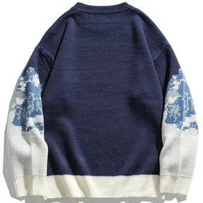 SheHori - Casual Knit Sweatshirt Snow Mountain streetwear fashion, outfit, versatile fashion shehori.com