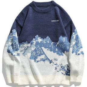SheHori - Casual Knit Sweatshirt Snow Mountain streetwear fashion, outfit, versatile fashion shehori.com