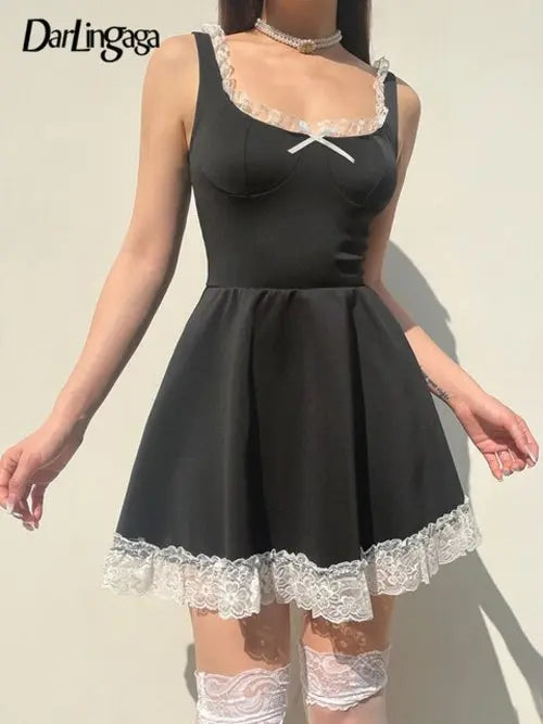 SheHori - Casual Lace Bow Mini Dress streetwear fashion, outfit, versatile fashion shehori.com