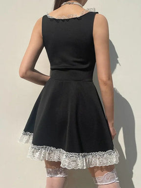 SheHori - Casual Lace Bow Mini Dress streetwear fashion, outfit, versatile fashion shehori.com