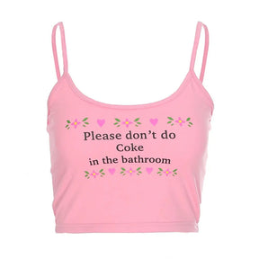 SheHori - Casual Tank Please Dont Do In The Bathroom Crop Top streetwear fashion, outfit, versatile fashion shehori.com