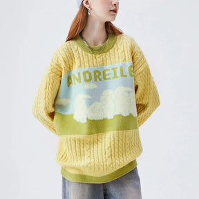 SheHori - Chunky Knit Sweatshirt Rabbits streetwear fashion, outfit, versatile fashion shehori.com